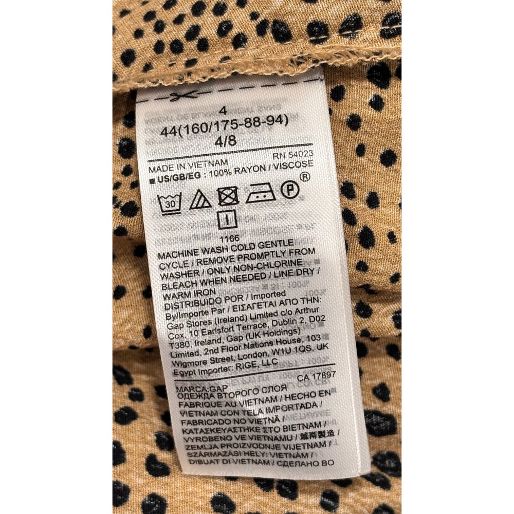 Gap Women Tan Black Dalmatian Print Rayon Wrap Midi Dress Long Sleeve Size 4 - Picture 4 of 10